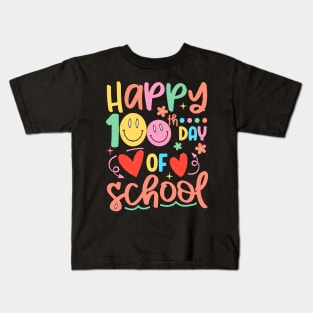 Retro Happy 100th Day Of School Teachers 2023 Kids T-Shirt
